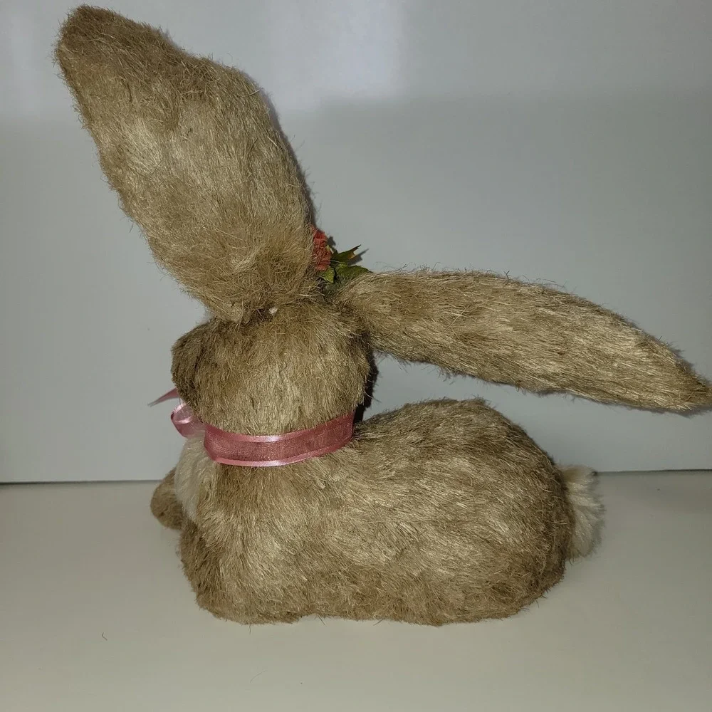 Pier 1 Sisal Bunny Rabbit Resting W/Bendable Ears Easter 10